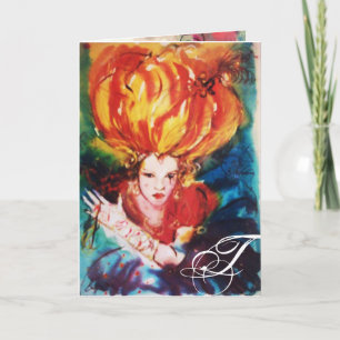 BLONDE IN RODE MONOGRAM NOTITIEKAARTJE