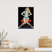 Blonde in Stockings Pin Up Poster (Keuken)