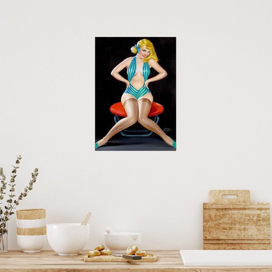 Blonde in Stockings Pin Up Poster (Keuken)