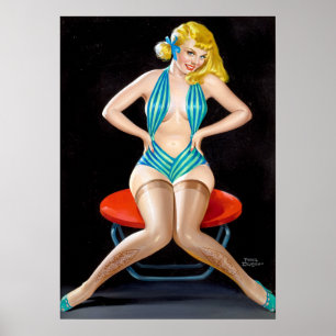 Blonde in Stockings Pin Up Poster