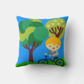 Blonde Jongen op het Hoofdkussen van de Fiets Kussen (Achterkant)