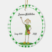 Blonde Junior Girl Scouting Green Heart Shape Keramisch Ornament (Links)