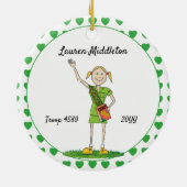 Blonde Junior Girl Scouting Green Heart Shape Keramisch Ornament (Achterkant)