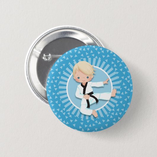 Blonde Karate Boy Judo Martial Arts Ronde Button 5,7 Cm (Voorkant /achterkant)