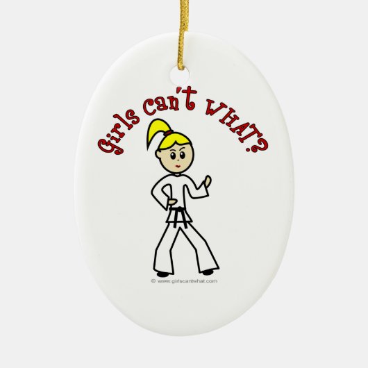 Blonde Karate Girl Keramisch Ornament (Voorkant)