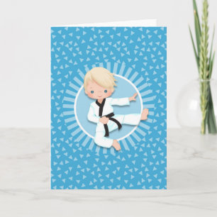 Blonde Karate Jongen Judo Martial Arts Kaart