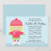 Blonde Kaukasus Ice Skating Birthday Party Kaart (Voorkant / Achterkant)