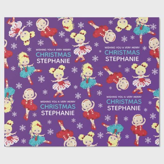 Blonde Kerstmis Ballerina Cadeaupapier (Vlak)