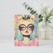 Blonde Koningin Met een Kleine Kroon Briefkaart (Staand voorkant)