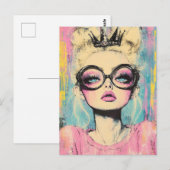 Blonde Koningin Met een Kleine Kroon Briefkaart (Voorkant / Achterkant)