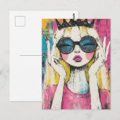 Blonde Koningin Met een Zwarte Kroon Briefkaart (Voorkant / Achterkant)