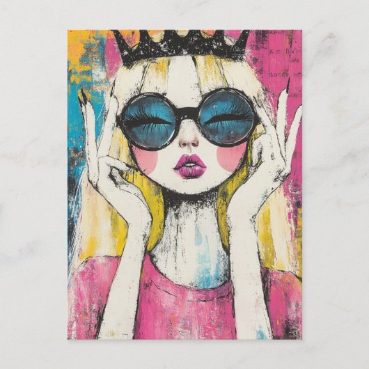 Blonde Koningin Met een Zwarte Kroon Briefkaart (Voorkant)