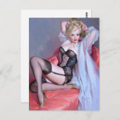 Blonde liggende pin omhoog briefkaart (Voorkant / Achterkant)