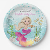 Blonde Little Mermaid Baby shower Paper Borden Papieren Bordje (Voorkant)