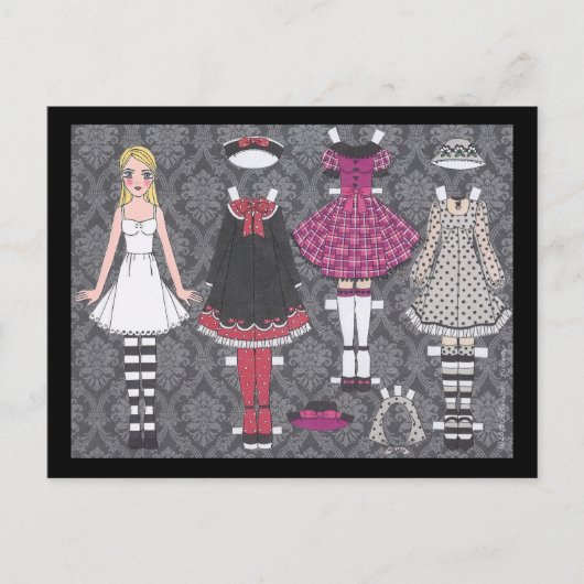 Blonde Lolita Paper Doll Post Card Briefkaart (Voorkant)