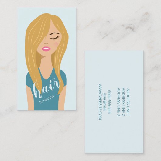 Blonde Long Hair Woman Hair Stylist Hairdresser Visitekaartje (Voorkant / Achterkant)