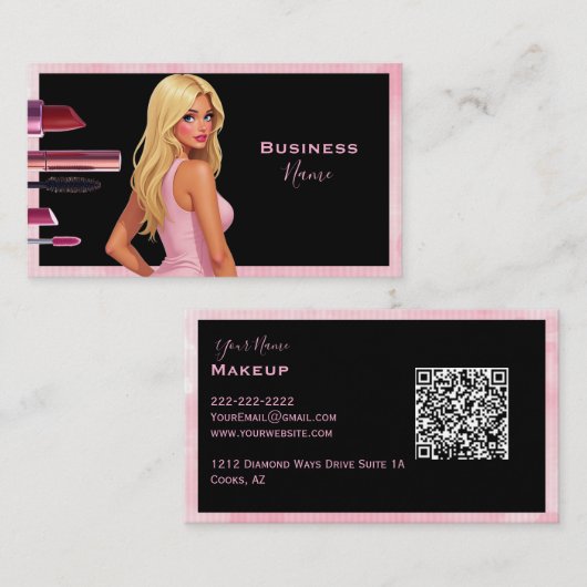 Blonde make-up dame visitekaartje (Voorkant / Achterkant)