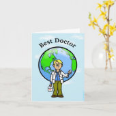 Blonde Male Doctor Wenskaart Kaart (Gele Bloem)