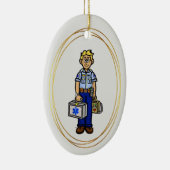 Blonde Male EMS Paramedic-kerstversiering Keramisch Ornament (Rechts)
