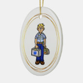 Blonde Male EMS Paramedic-kerstversiering Keramisch Ornament (Links)