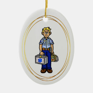 Blonde Male EMS Paramedic-kerstversiering Keramisch Ornament