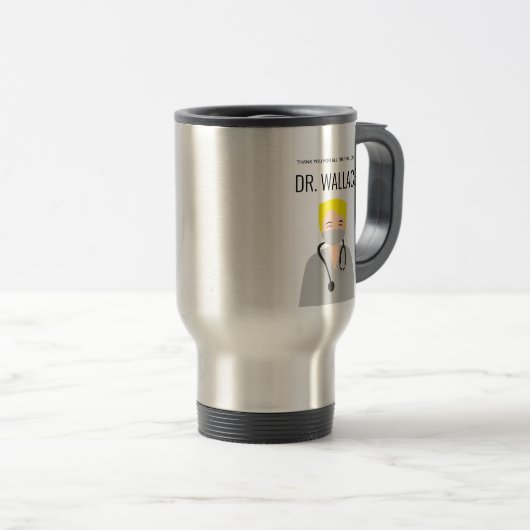 Blonde Mannelijke Doctor illustratie Dank u Reisbeker (Voorkant rechts)