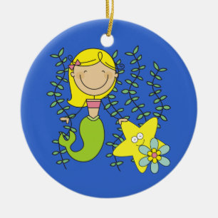 Blonde Meermin Keramisch Ornament