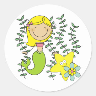 Blonde Meermin Ronde Sticker