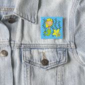 Blonde Meermin Vierkante Button 5,1 Cm (In situ)