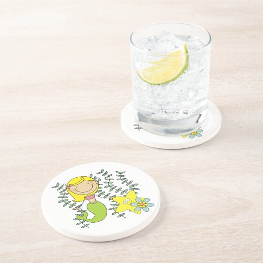 Blonde Meermin Zandsteen Onderzetter (Zijkant)