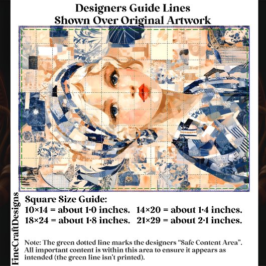 Blonde Meisje, Blauw & Crème Patchwork EC2R Decoup Tissuepapier