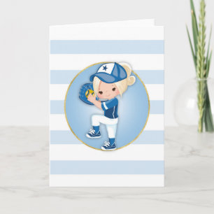 Blonde Meisjes Blauwe Softbal Kaart