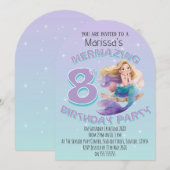 Blonde Mermaid Age Birthday Party Invitation Kaart (Voorkant / Achterkant)