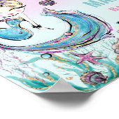 Blonde Mermaid Baby shower onder het Zee Welkom Poster (Hoek)