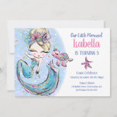 Blonde Mermaid Birthday Party - Uitnodiging (Voorkant)