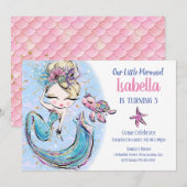 Blonde Mermaid Birthday Party - Uitnodiging (Voorkant / Achterkant)