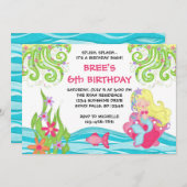 Blonde Mermaid Birthday-uitnodigingen Kaart (Voorkant / Achterkant)