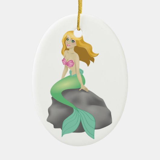 Blonde Mermaid Keramisch Ornament (Voorkant)