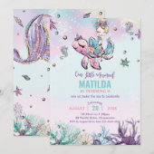 Blonde Mermaid onder Zee Birthday Party Kaart (Voorkant / Achterkant)