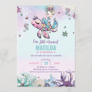 Blonde Mermaid onder Zee Birthday Party Kaart