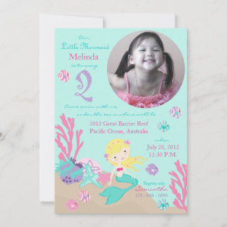 Blonde Mermaid Second Birthday Kaart