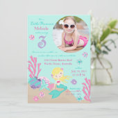 Blonde Mermaid Third Birthday Invitation Kaart (Staand voorkant)