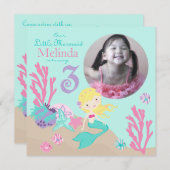 Blonde Mermaid Third Birthday Kaart (Voorkant / Achterkant)