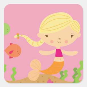 Blonde Mermaid Vierkante Sticker