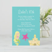 Blonde Mermaid Zee Invitation Kaart (Staand voorkant)