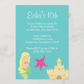 Blonde Mermaid Zee Invitation Kaart