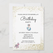*~* Blonde Mermaid Zee Turtle Glitter Birthday Kaart (Achterkant)