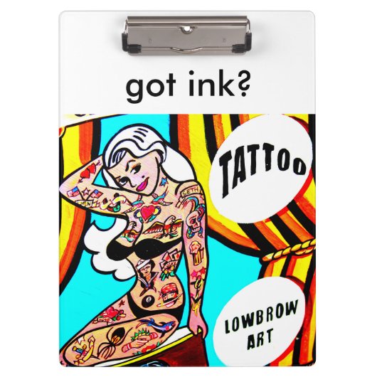 blonde met klembord van tattoos (Voorkant)