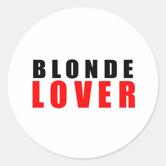 Blonde minnaar ronde sticker (Voorkant)