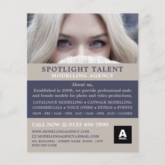 Blonde Model, Modellenbureau, modelagent Flyer (Voorkant)